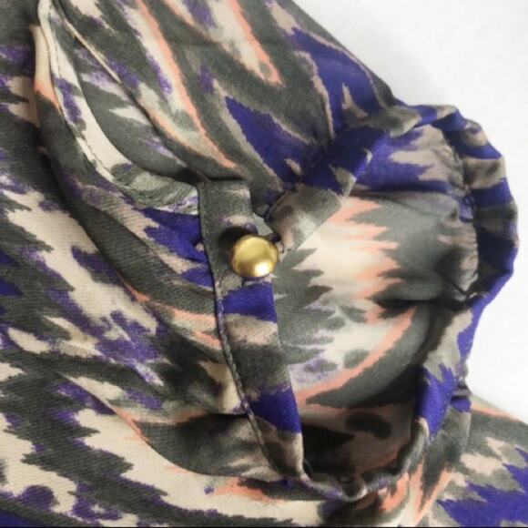 Parker green and purple printed faux wrap top - Picture 6 of 6